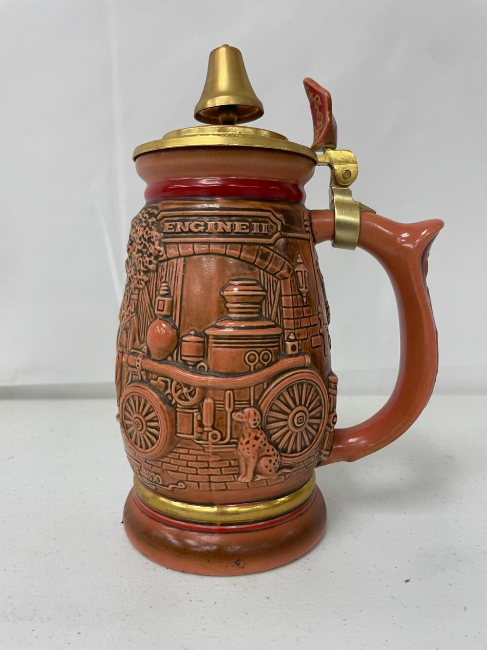 Vintage 1989 Avon A Tribute to American Firefighters Lidded Stein #13378 Brazil